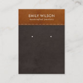 タンブラックレザーテクスチャスタッドイヤリングディスプレイ 名刺 (正面)