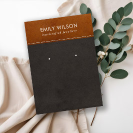 タンブラックレザーテクスチャスタッドイヤリングディスプレイ 名刺