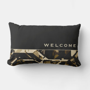 タンブラック&ベージュ抽象芸術幾何学模様  ようこそ アウトドアクッション