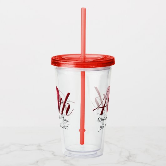 タンブラパーソナライズされたー – 40結婚周年 アクリルタンブラー (右)