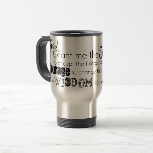 タンブラーの平静の祈りの言葉 トラベルマグ (正面左)