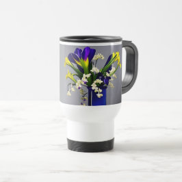 タンブラーの花の美しい青い花瓶 トラベルマグ