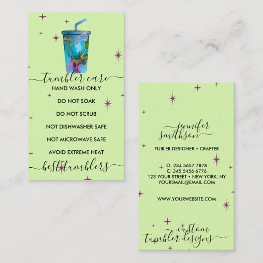 タンブラーケア 緑 名刺 (正面/裏面)
