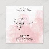 タンブラ気にーの指フェミニン示ピンクの水色 スクエア名刺 (裏面)