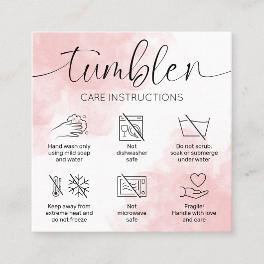 タンブラ気にーの指フェミニン示ピンクの水色 スクエア名刺 (正面)