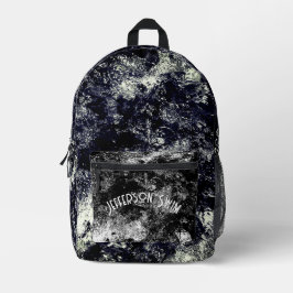 タンブリング水黒白 プリントバックパック
