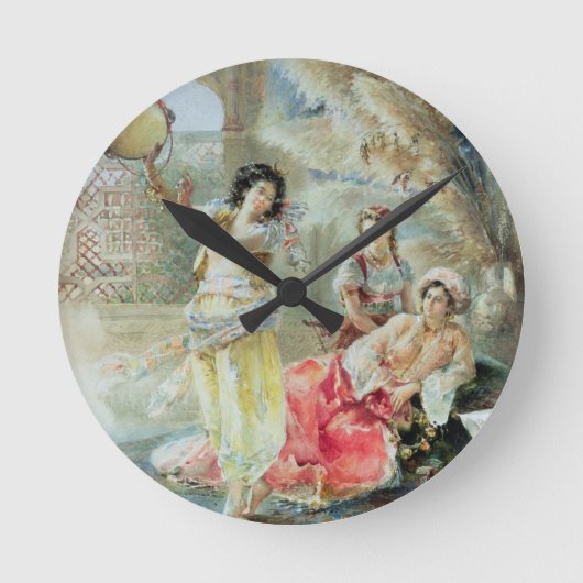 タンブリン(w/c紙で) ラウンド壁時計 (正面)