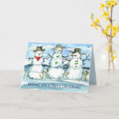 タンブレウィード雪だるまメリークリスマス カード (黄色い花)