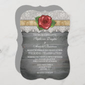 タンベージュグレイ素朴ウッドバラウェディング招待 招待状 (正面/裏面)