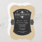 タンベージュグレーチャルクボードベビーシャワー招待状 招待状 (正面/裏面)