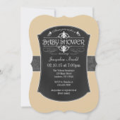 タンベージュグレーチャルクボードベビーシャワー招待状 招待状 (正面)