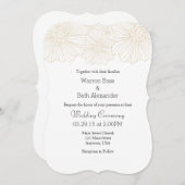 タンベージュフラワーモダンのアウトライン結婚式招待状 招待状 (正面/裏面)