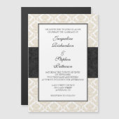 タンベージュブラックダマスク磁気ウェディングの招待 マグネット招待状 (正面/裏面)