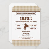 タンベージュプレッドカウボーイロデオ誕生日招待状 招待状 (正面/裏面)