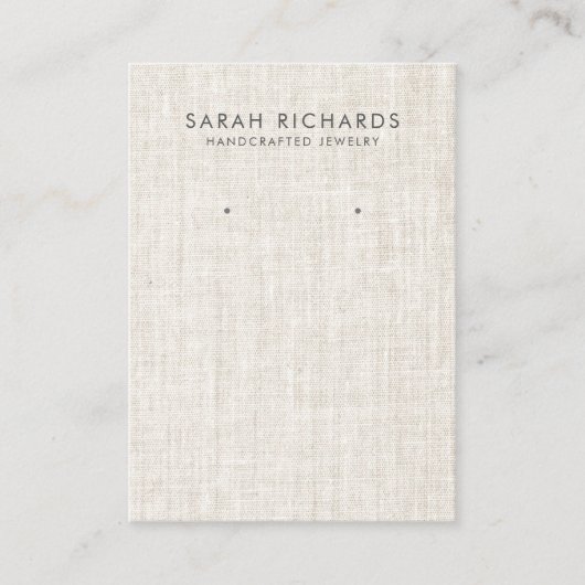 タンベージュリネンプリントエレガントイヤリングディスプレイ 名刺 (正面)