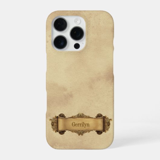 タンベージュ + ブラウンの装飾スクロール ヴィンテージスタイル iPhoneケース (裏面)