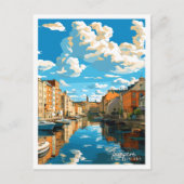 タンペレフィンランドヴィンテージ旅行イラストレーション ポストカード (正面)