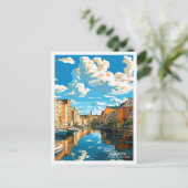 タンペレフィンランドヴィンテージ旅行イラストレーション ポストカード (スタンド正面)