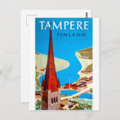タンペレ，都市とベイ，フィンランド，ヴィンテージ旅行 ポストカード (正面/裏面)