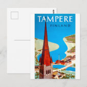 タンペレ、都市と湾、フィンランド、ヴィンテージ旅行 ポストカード (正面/裏面)