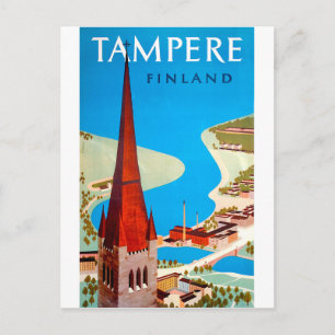 タンペレ、都市と湾、フィンランド、ヴィンテージ旅行 ポストカード