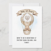 タンホットエアバルーンテディベア赤ちゃんシャワー 招待状 (裏面)