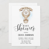 タンホットエアバルーンテディベア赤ちゃんシャワー 招待状 (正面/裏面)