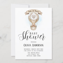 タンホットエアバルーンテディベア赤ちゃんシャワー 招待状