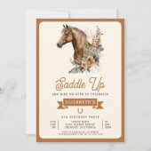 タンボホフローラ馬女性のカーボーイ誕生日パーティー 招待状 (正面)