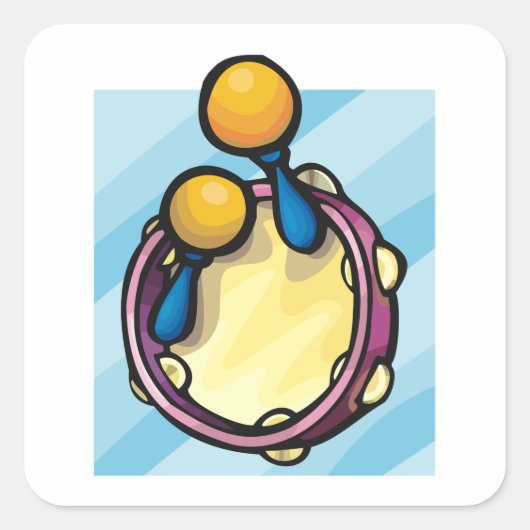 タンボリンとマラカススクエアステッカー スクエアシール (正面)