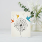 タンポポおよび鳥 ポストカード (スタンド正面)