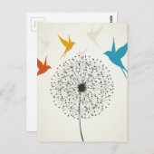 タンポポおよび鳥 ポストカード (正面/裏面)