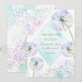 タンポポとグリッターのウェディングセーブ・ザ・デート 招待状 (正面/裏面)