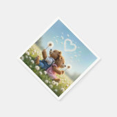 タンポポとテディベアハート スタンダードカクテルナプキン (角)