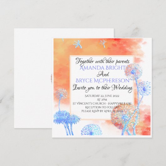 タンポポと水の色結婚雲 (正面/裏面)