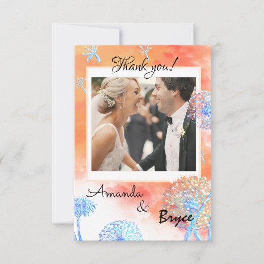 タンポポと水彩雲ありがとう サンキューカード (正面)