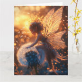 タンポポと美しい太陽の妖精 カード (黄色い花)