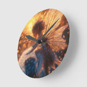タンポポと美しい太陽の妖精 ラウンド壁時計 (傾斜)