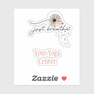 タンポポと蝶にインスパイアされたヨガデザイン Just Breathe シール