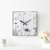 タンポポと雨壁時計 スクエア壁時計 (ホーム)