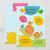 タンポポと風船の誕生日パーティーへの招待状 招待状 (正面/裏面)