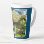 タンポポのシュールな目の夢 カフェラテマグ (右アングル)