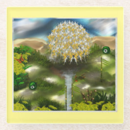 タンポポのシュールな目の夢 ガラスコースター