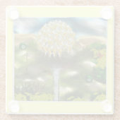 タンポポのシュールな目の夢 ガラスコースター (裏面)