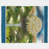 タンポポのシュールな目の夢 フリースブランケット (正面(横))