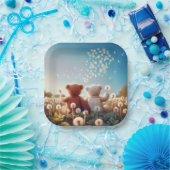 タンポポのテディベア ペーパープレート (パーティー)