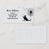 タンポポのドット付き黒猫 名刺 (正面/裏面)