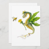 タンポポのドラゴン及び蜂-カード サンキューカード (正面/裏面)