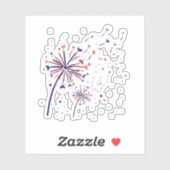 タンポポのワイン7月の4thかわいいフラワーアメリカンパ シール (シート)