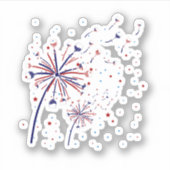 タンポポのワイン7月の4thかわいいフラワーアメリカンパ シール (正面)